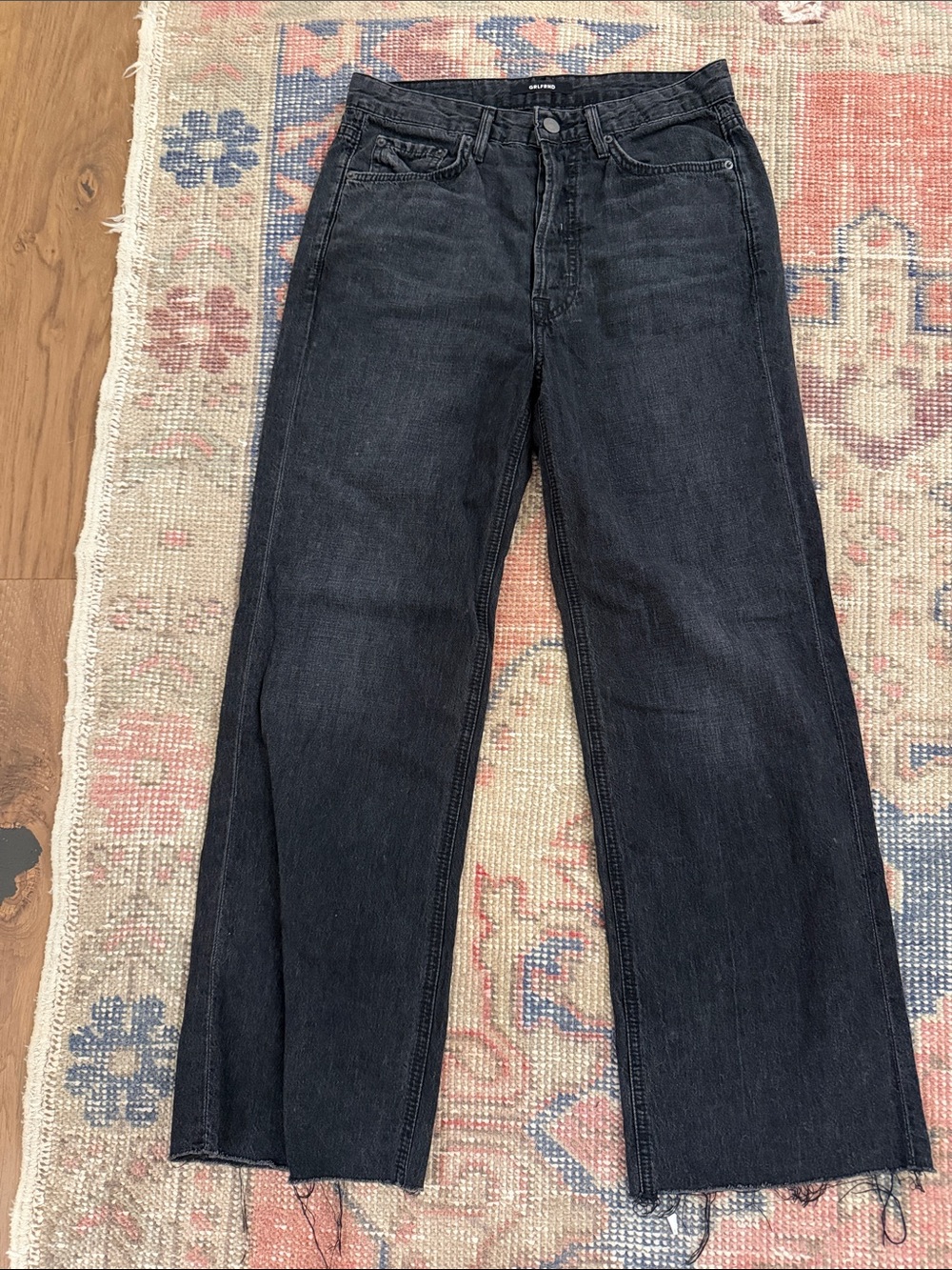 GRLFRND Black Wide-Leg Crop Jeans